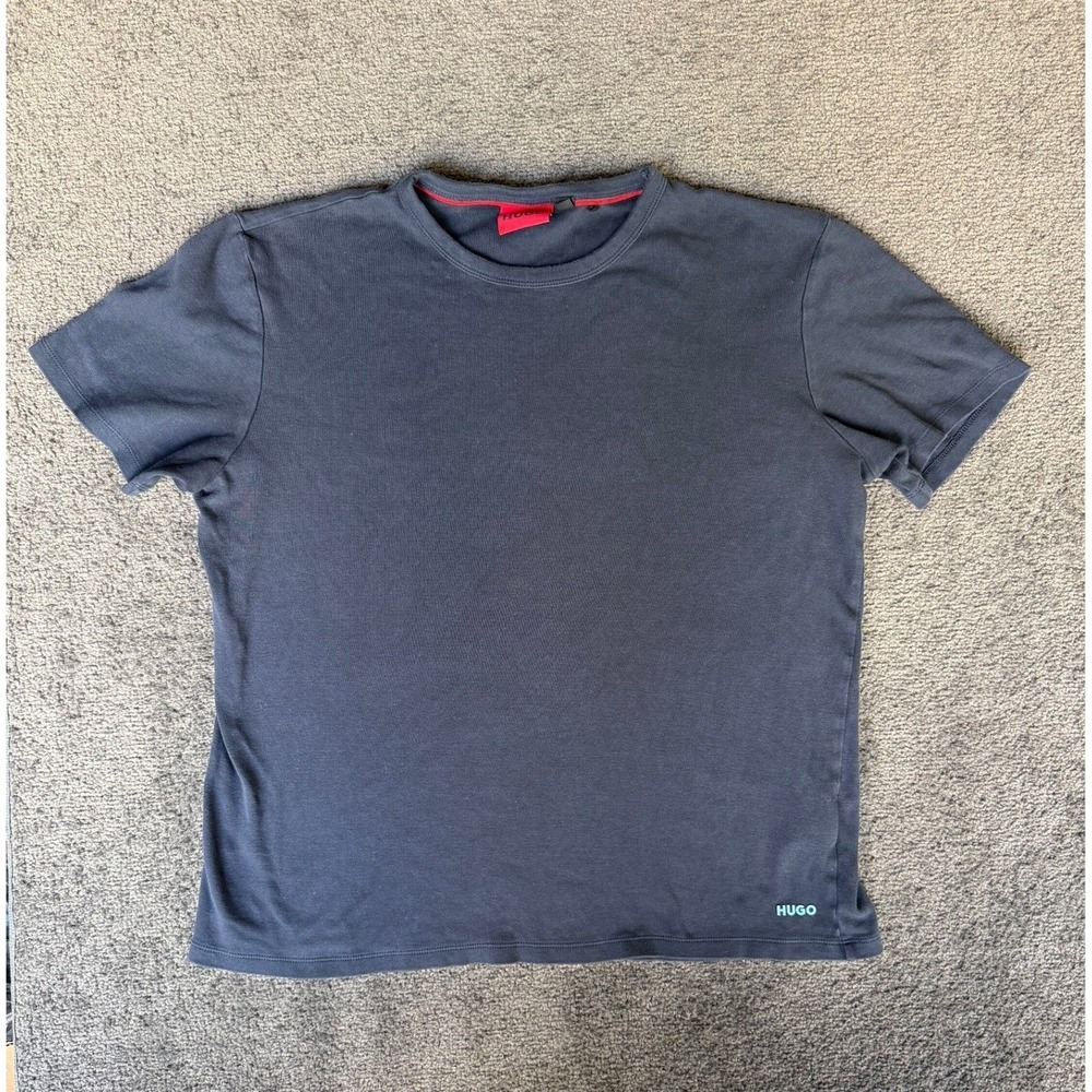 HUGO Hugo Boss Mens Large Charcoal Grey Short Sleeve Crew Neck Logo T-Shirt